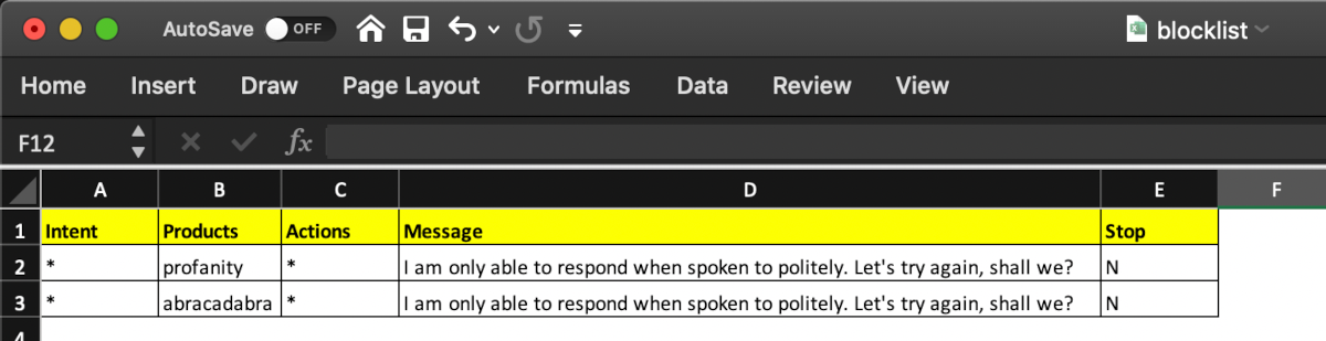 blocklist.csv file using text processor image