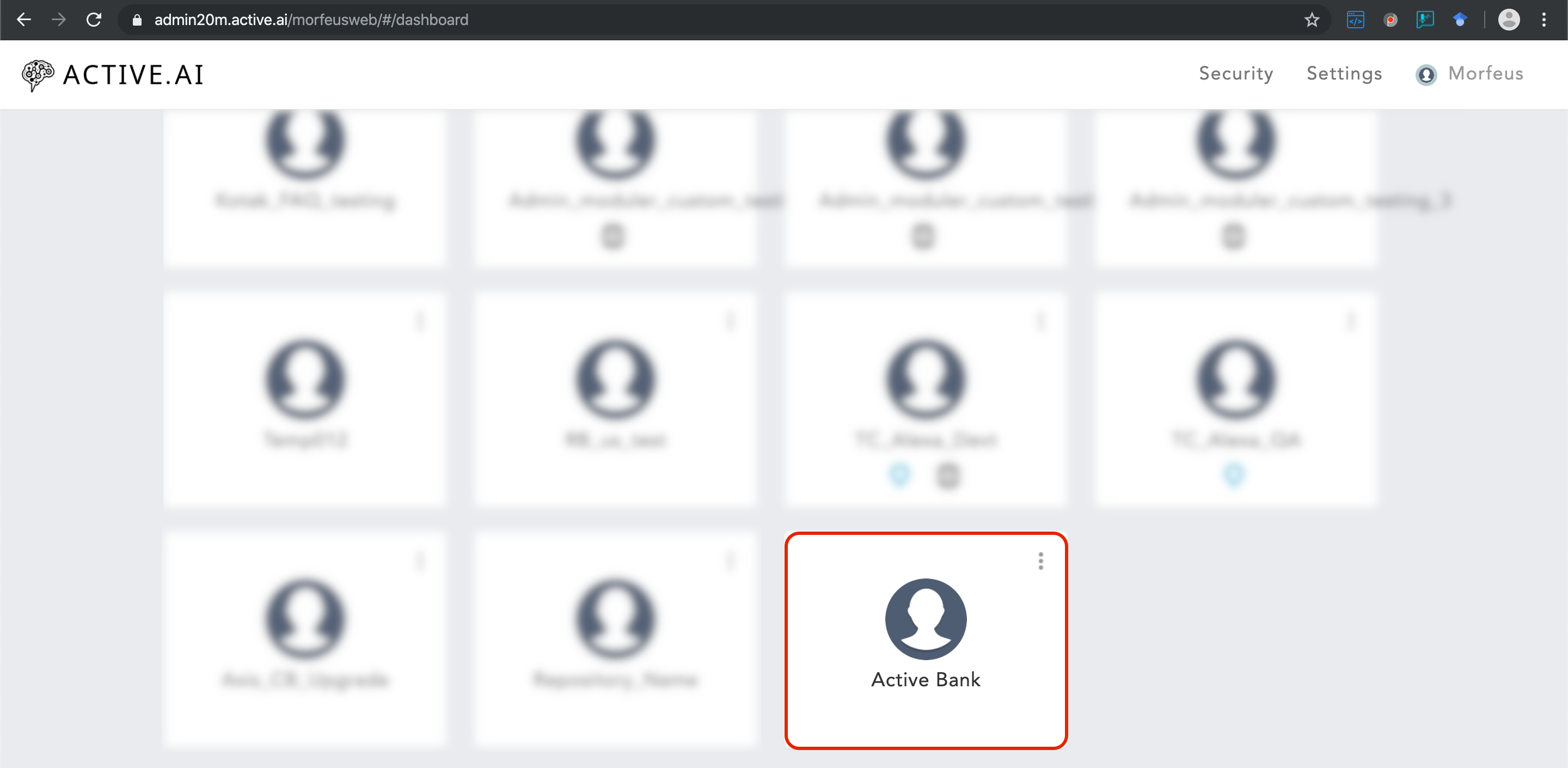 Dashboard post login workspaces screen image