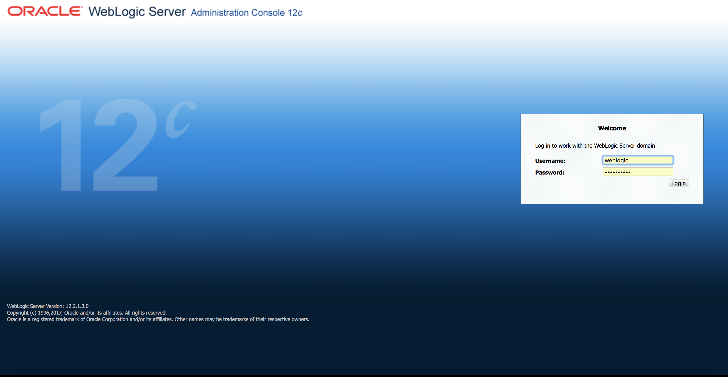 Login weblogic