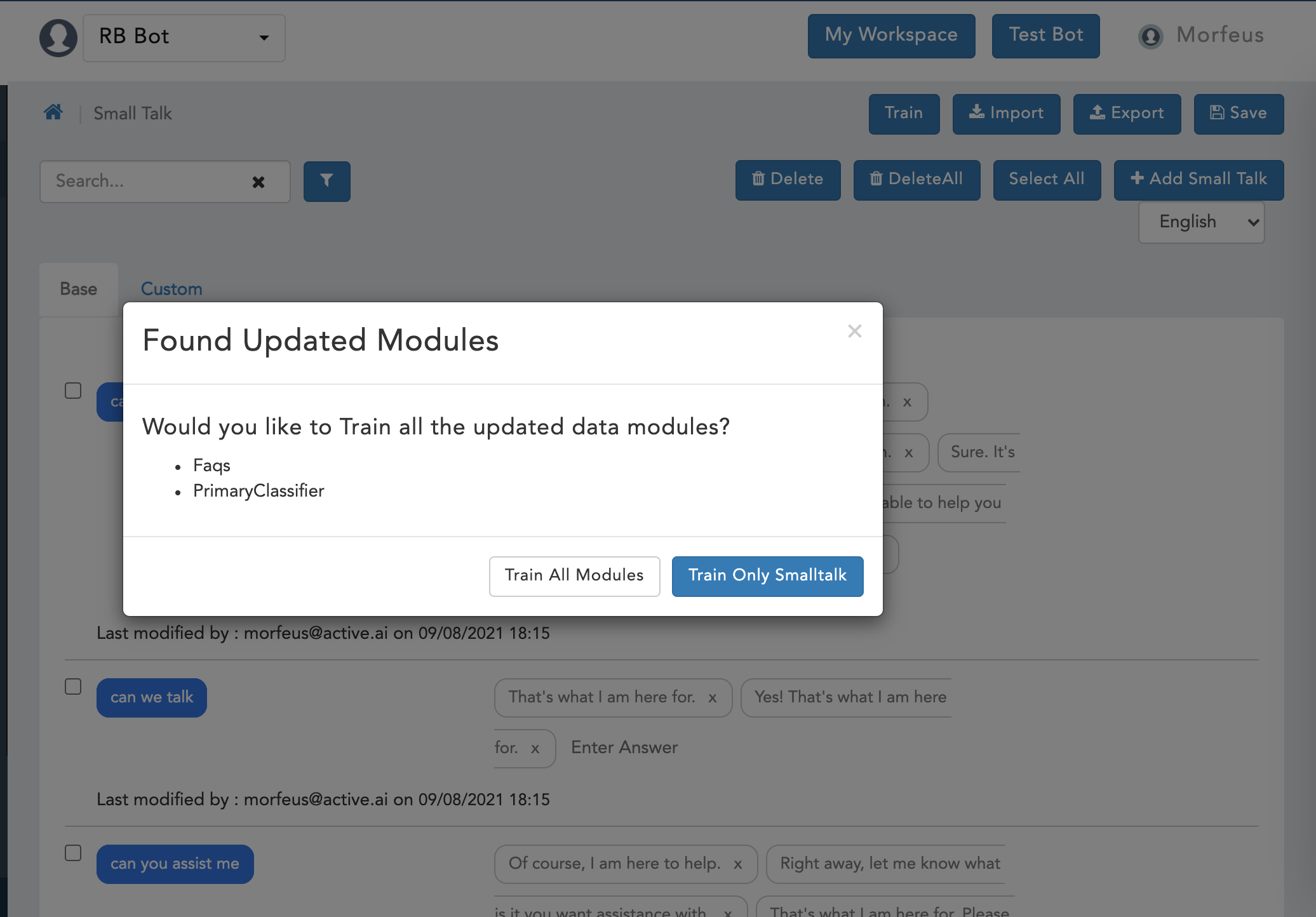 Import generated data