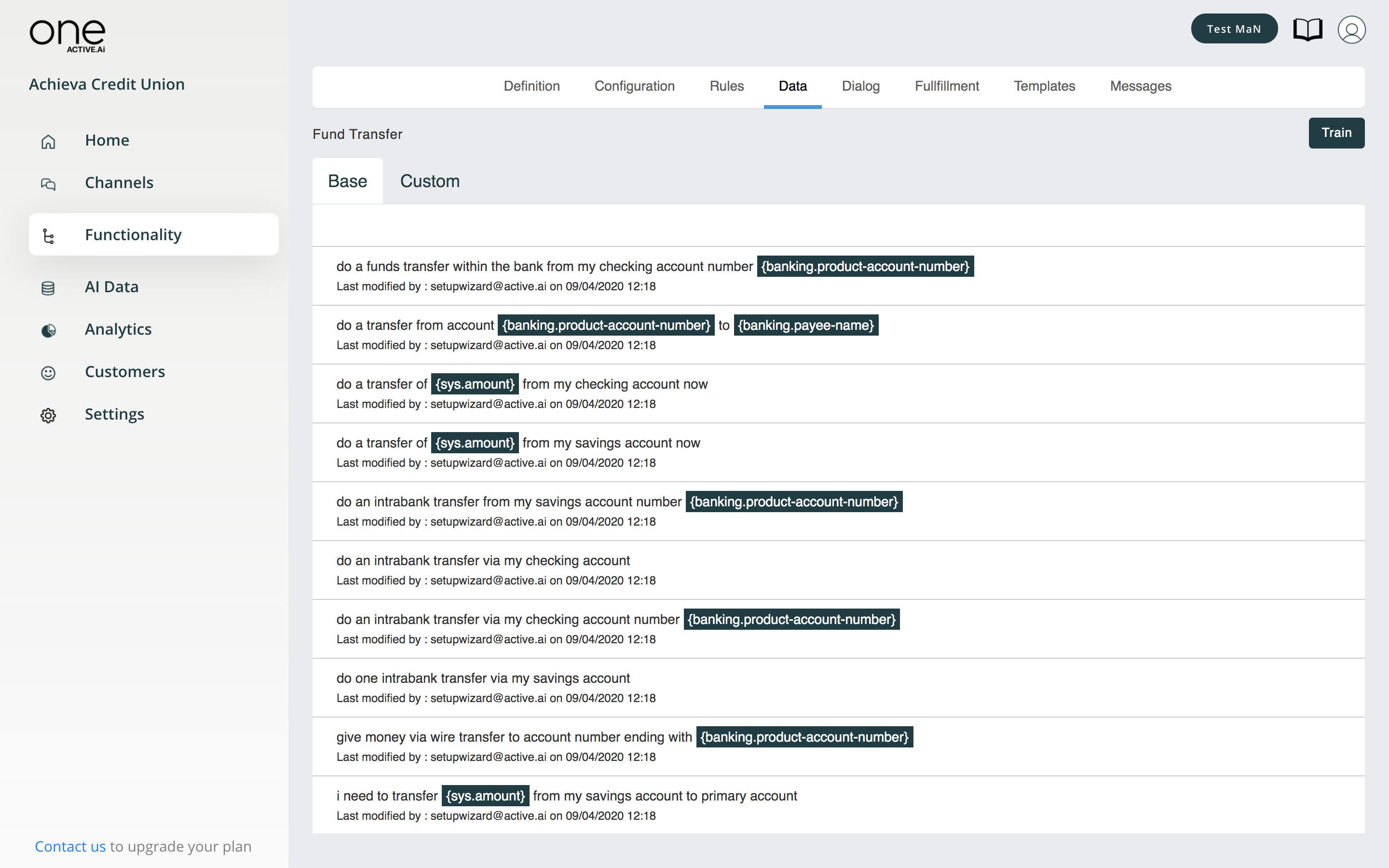 Functionality Data 